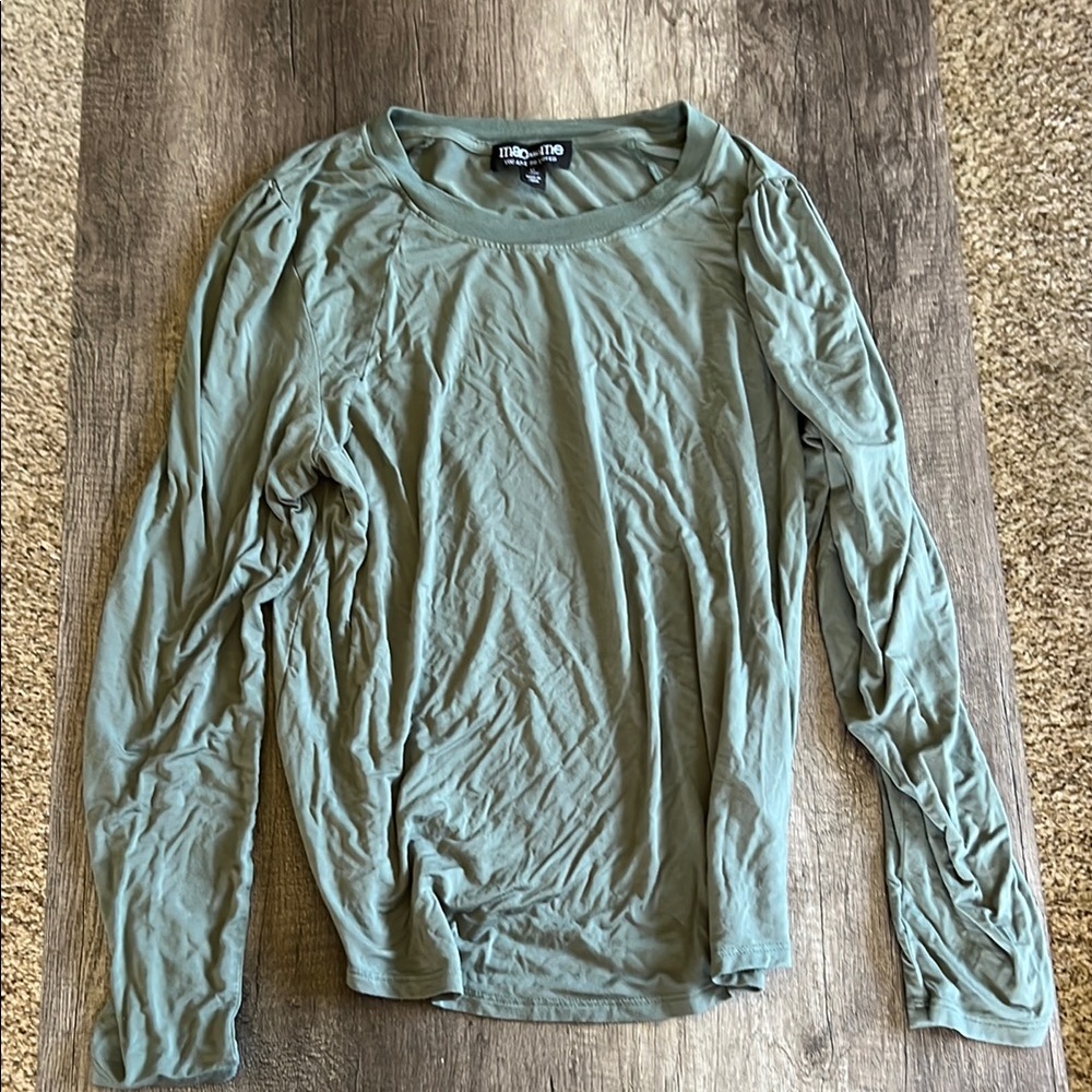Mac and Me Womens Green Long Sleeve Shirt